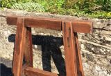 Antique Wooden Blanket Rack Vintage Wooden Handmade Saw Horse Bathroom Decor Unique towel Rail
