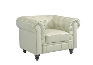Archibald Leather Accent Chair Classic Chesterfield Scroll Arm Tufted Leather Accent