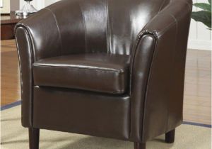 Archibald Leather Accent Chair Unique and fortable Barrel Chair
