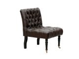 Armless Leather Accent Chair Shop Chic Home Hendrix Leather and solid Oak Armless