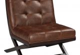 Armless Leather Accent Chair Sidewinder Wood X Base Armless Accent Chair with Brown