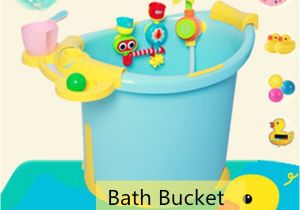 Baby Bath Tub with Pail Children Baby Bath Bucket Contrast Color Bath Tub Plastic