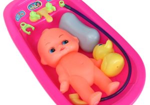 Baby Bath Tub with toys Baby Doll In Bath Tub with Shower Accessories Set Kids