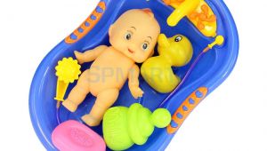 Baby Bath Tub with toys Plastic Bathtub with Baby Doll Bath toy Set In Model