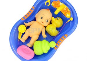 Baby Bath Tub with toys Plastic Bathtub with Baby Doll Bath toy Set In Model