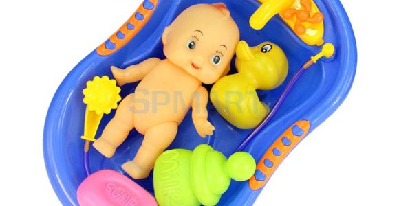 Baby Bath Tub with toys Plastic Bathtub with Baby Doll Bath toy Set In Model