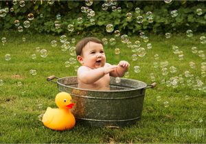 Baby Bathtub 4 Months Cuteness Overload Baby Boy with Bubbles and Giant Rubber