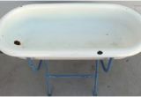 Baby Bathtub and Stand Very Unusual Antique Enamel Baby Bathtub On Stand