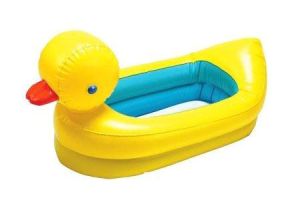 Baby Bathtub Ducks Inflatable Safety Yellow Duck Tub Features White Hot Dot
