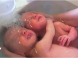 Baby Bathtub for Twins Video Newborn Twins Have A Cuddle In the Bath