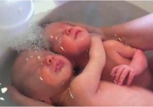 Baby Bathtub for Twins Video Newborn Twins Have A Cuddle In the Bath