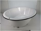 Baby Bathtub Planter Oval White W Black Trim Enamelware Basin Tub Baby
