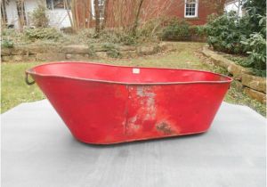 Baby Bathtub Prop Antique Tin Baby Bathtub Bath Tub Metal Red Handles On Ends