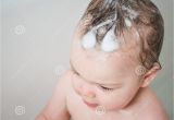 Baby Bathtub Used Sudsy Hair Baby Bath Stock Image