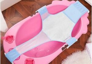 Baby Bathtub with Hammock Newborn Baby Bathing Seat Support Net Sling Shower Mesh