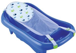 Baby Bathtub with Infant Sling Deluxe Newborn to toddler Tub Blue Baby Bath Tub W Sling