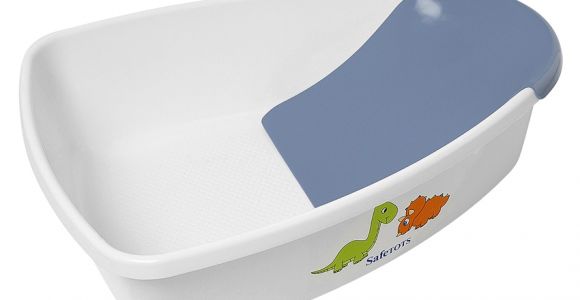Baby Bathtub with Insert Safetots Dinosaur Baby Bath White with Blue Removable