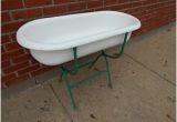 Baby Bathtub with Stand Antique Porcelain Baby Bath Tub W Folding Stand Vintage
