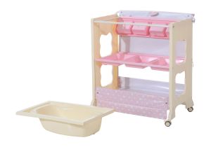 Baby Changing Table with Bathtub Baby Infant Changing Table Unit Rolling Bath Station