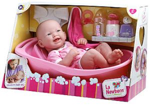 Baby Doll Bathtub toy Jc toys La Newborn 14" Deluxe Bath Time Fun Set