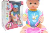 Baby Doll Bathtub toy Reborn Baby 15 Inch Bath toy Feed Bottle Hat T Box Blue