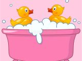 Baby In Bathtub Cartoon Cartoon Girl Bathtub with Rubber Ducks Stock Vector