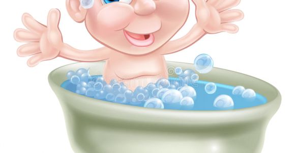 Baby In Bathtub Cartoon Happy Cartoon Baby In Bath Stock Vector Illustration Of