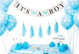 Baby Shower Decoration Kits Boy 12pcs Lot It S A Boy Banner Blue Wave Point Latex Balloons Baby