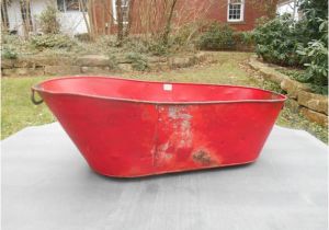 Baby Zinc Bathtub Antique Tin Baby Bathtub Bath Tub Metal Red Handles On Ends