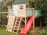 Backyard Climbing Structures Garden Playhouse with Ladder and Red Slide In 2018 Playset