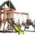 Backyard Discovery Dayton Cedar Wooden Swing Set Kids Playset Roomy Step Ladder Upper Deck Belt Swing Canopy Rock