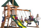 Backyard Discovery Monticello Kids Playset Roomy Step Ladder Upper Deck Belt Swing Canopy Rock