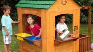 Backyard Discovery Timberlake Cedar Wooden Playhouse Activity Playhouse Would Be Fun to Have Sand Water Bubble Trays