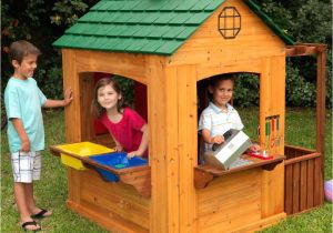 Backyard Discovery Timberlake Cedar Wooden Playhouse Activity Playhouse Would Be Fun to Have Sand Water Bubble Trays