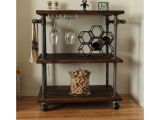 Bar Cart with Wine Glass Rack Industrial Bar Cart Kitchen Cart Bar Cart Coffee Bar Kitchen