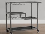 Bar Cart with Wine Glass Rack Modern Glass Brighton Gunmetal Grey Bar Wine Rack Serving Cart