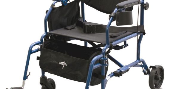 Bariatric Rollator Transport Chair Combo Medline Combination Rollator Transport Wheelchair In Blue