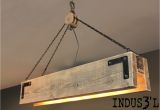 Barnwood Light Fixtures Rectangular Industrial Suspension Made From Reclaimed Wood with