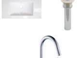 Bathtub Drain Off Center Ceramic top Set with 8" F Center Faucet and Drain White