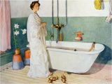 Bathtub Painting On Canvas Bathroom Scene Lisbeth Painting by Carl Larsson