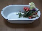 Bathtub Porcelain or Enamel Vintage Porcelain Enamel Enamelware Oval Baby Bath Tub