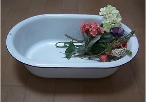 Bathtub Porcelain or Enamel Vintage Porcelain Enamel Enamelware Oval Baby Bath Tub