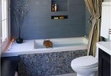 Bathtub Surround Mosaic Tile Contemporary Gray Bathroom with Mosaic Tile Bathtub Wall