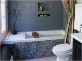 Bathtub Surround Mosaic Tile Contemporary Gray Bathroom with Mosaic Tile Bathtub Wall
