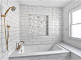 Bathtub Surround Niche Oversized Marble Subway Tiles Transitional Bathroom