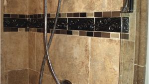 Bathtub Tile Border Ideas Shower Tile Border Mediterranean Bathroom Cleveland