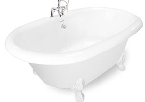 Bathtub with Back Center Drain American Bath Factory 72 In White Acrylic Oval Back Center