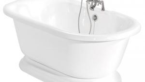 Bathtub with Back Center Drain American Bath Factory Nobb Hill 60 In White Acrylic Oval