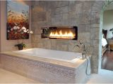 Bathtubs 2 Sided Two Sided Fireplace Drop In Tub with Tiled Deck