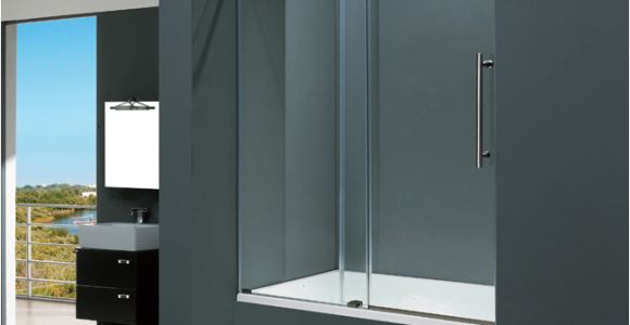 Bathtubs Doors E Vigo 60 Inch Frameless Tub Door 3 8" Clear Chrome Hardware